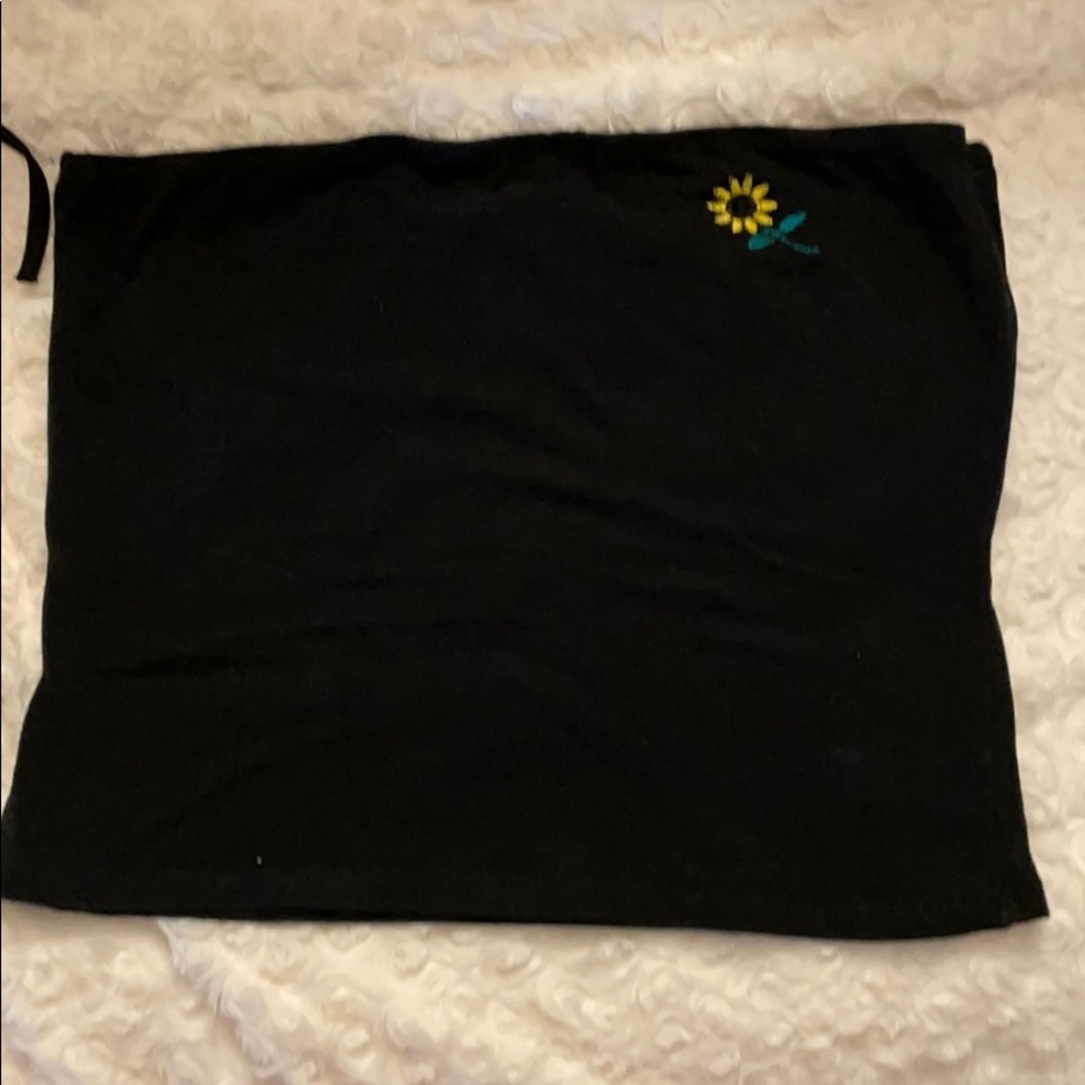 Black tube top with sunflower embroidered